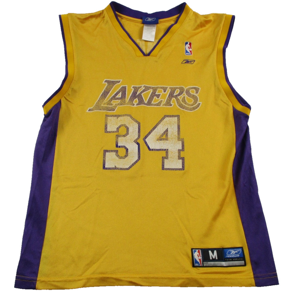 Los Angeles Lakers Jersey Mens Medium Gold NBA Shaquille O'Neal 34 Reebok 1697